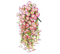 Artificial Hanging Flowers, Morning Glory Vine with Bendable Stems for Indoor Outdoor Decor - Balcony, Wedding, Porch (29.5in) White Wisteria Style (Pink and white)