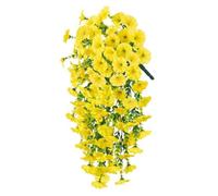 Artificial Hanging Flowers, Morning Glory Vine with Bendable Stems for Indoor Outdoor Decor - Balcony, Wedding, Porch (29.5in) White Wisteria Style (Yellow)