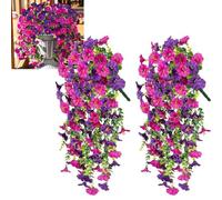 Artificial Hanging Flowers Outdoor, UV-Resistant Fake Plants, Fake Ivy Trailing Plant, Artificial Hanging Baskets, Multicolor Outdoor Plastic Flowers (Multicolor,1pc)