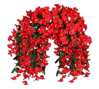 Artificial Hanging Flowers Plants For Outdoor Outside Spring Summer Decoration 1PCS Realistic Morning Glory Trailing Vines For Home Porch Patio with Lights with (B, One Size)