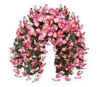 Artificial Hanging Flowers Plants For Outdoor Outside Spring Summer Decoration 1PCS Realistic Morning Glory Trailing Vines For Home Porch Patio with Lights with (E, One Size)