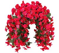 Artificial Hanging Flowers Plants For Outdoor Outside Spring Summer Decoration 1PCS Realistic Morning Glory Trailing Vines For Home Porch Patio with Lights with (C, One Size)