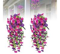 Artificial Hanging Morning Glory Flowers, 2025 New Silk Morning Glory, Realistic Faux Flowers for Wedding Decor, Premium Eucalyptus Leaves for Home Decor (Mix Color)