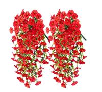 Artificial Hanging Petunia Silk Flowers - Fake Petunias Flowers, PP And Silk Cute Petunias | Weatherproof 2 Pieces Plant Everlasting Plants For Porch Garden Planter Pot Walkway Vase Patio Window Box