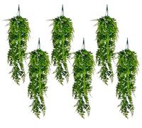 Artificial Hanging Plants Fake Ivy Leaves Decoration for Indoor Outdoor, Fake Ivy Plastic Fern Greenery for Living Room & Garden/Bedroom/Farmhouse Aesthetic Decorations (6 Pack)