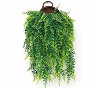 Artificial Hanging Plants Fern Vine - 4 Pack Decorative Artificial Fake Trailing Plants for Indoor Outdoor, Faux Foliage Greenery Decor for Home Garden Wall Hanging Baskets Decor