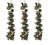 Artificial Hanging Plants Vines Leaves - Pack of 3 - 60cm Long- Rose