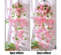 Artificial Hanging Silk Flower Vine Decor - 100 cm Jasmine & Morning Glory Style, Realistic Petals, Washable Fake Floral for Wedding, Party, Home, Office, Indoor or Outdoor Use(winter jasmine Pink)