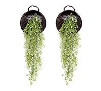 Artificial Hanging Vine Plants, Pack of 2 Pieces Artificial Ivy Fake Flowers Greenery Plants for Home Garden Wall Decoration, Green