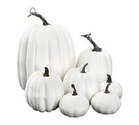 Artificial Harvest Pumpkin Decoration Set Pumpkin Autumn Harvest Light Polystyrene Styrofoam Statue Halloween White 7 Pieces