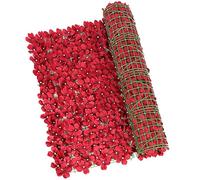 Artificial Hedge Fence Screening with Flowers, Artificial Ivy Screen Trellis Fence Rolls for Balcony Patio Garden Garden Fences(Rot,50 * 100cm)