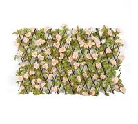 Artificial Hedge Plant Faux Privacy Fence Screen Artificial Hedge Flower Hedge Trellis Garden Expandable Garden Fences(Champagne,M)