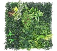 Artificial Hedge Plant Panels 100 x 100cm Grass Plant Wall Panels Green Privacy Living Wall Fence Screening Home Garden Spring Leaf Backdrop for Indoor or Outdoor UV Stable Home Decoration (3)