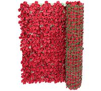 Artificial Hedge Trellis Expandable Fence Screen for Balcony Patio Outdoor,Artificial Flower Fence Trellis Fence Panels Garden Wall Fence Adornment for Wedding Yard Red 50x300CM