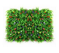 Artificial Hedge With Flowers Faux Greenery Privacy Screens Green Hedge Backdrop Plastic Garden Fake Fence Mat Panel Trellis Wall Decoration,for Outdoor Garden Backyard 4060CM