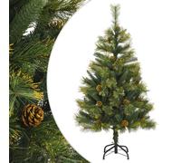 Artificial Hinged Christmas Tree Decor Pre Lit Xmas Tree with Cones vidaXL