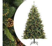 Artificial Hinged Christmas Tree Decor Pre Lit Xmas Tree with Cones vidaXL