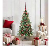 Artificial Hinged Christmas Tree, Green 120 cm PE and PVC, Pre-Lit with 150 Warm White LED Lights, Foldable Stand, Indoor/Outdoor Festive Decor