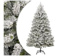 vidaXL Artificial Hinged Christmas Tree Pre Lit Xmas Tree with Flocked Snow