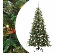vidaXL Artificial Hinged Christmas Tree with Pink Balls Green 120 cm PE and PVC, Green