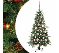 vidaXL Artificial Hinged Christmas Tree with Pink Balls Green 120 cm PE and PVC, Green