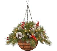 Artificial Holiday Wreath with Hidden Hooks Easy Installation Sturdy for Christmas Home Decor Without Tools Needed Hanging Basket Wreath