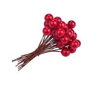 Artificial Holly Berries Mini Christmas Fruit Berry Holly Artificial Flower Decor Fake Fruit Berries on Wire Stem for Christmas Decor 30PCS Durable and Practical