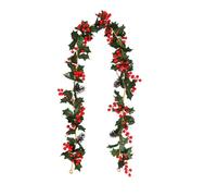 Artificial Holly Garland Christmas Ivy Vine Trailing Plants 175cm | This artificial holly garland features green leaves and red berries to bring a festive look to your home.