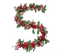 Artificial Holly Garland with Red Berry Christmas Decor, 2 Pack 5.9Ft