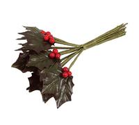 Artificial - Holly Leaves and Berries - Double leaves -12 Stems