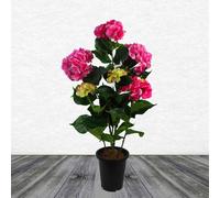 Leaf Design Artificial Hydrangea Flowering Plant Pink