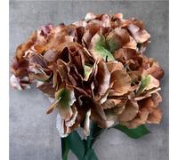 Artificial Hydrangea Flowers - 7-Head Silk Flower Bunch (Coffee)