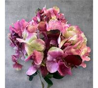 Artificial Hydrangea Flowers - 7-Head Silk Flower Bunch (Dark Pink)