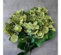 Artificial Hydrangea Flowers - 7-Head Silk Flower Bunch (Green)