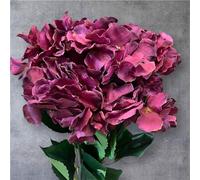 Artificial Hydrangea Flowers - 7-Head Silk Flower Bunch (Plum)