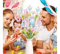 Artificial Hydrangea Flowers Easter Flowers Rabbit Easter Egg Simulation Cuttings DIY Party Flower Bouquet Flower Arrangement Accessories Branches Egg Branches Party Decoration ( White, 46x14cm)