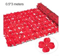 Artificial Hydrangea Garden Fence Dr, 50 cm x 100 cm or 300 cm, Faux Greenery Hedge for Outdoor Courtyard & Wedding Events, Lifelike Silk-Plastic Blend, Install Flexible Panel(50 * 300cm red)