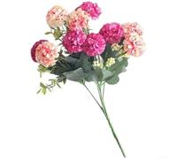 Artificial Hydrangea Silk Flower Bouquet Realistic Handcrafted Fake Floral Arrangement for Wedding Party Home Decor Centerpiece Single Branch(Rose Red)
