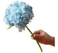 Artificial Hydrangea Silk Flower Bouquet Scorched Edge Realistic Texture Large Bloom Shape Low Maintenance Home Vase Decoration Wedding Party Floral Arrangement 1pc 20x36cm(Blue)