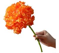 Artificial Hydrangea Silk Flower Bouquet Scorched Edge Realistic Texture Large Bloom Shape Low Maintenance Home Vase Decoration Wedding Party Floral Arrangement 1pc 20x36cm(Deep Orange)