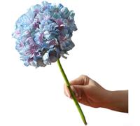 Artificial Hydrangea Silk Flower Bouquet Scorched Edge Realistic Texture Large Bloom Shape Low Maintenance Home Vase Decoration Wedding Party Floral Arrangement 1pc 20x36cm(Blue-pink)