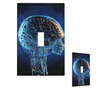 Artificial Intelligence Brain(1) Wall Plate Cover Modern Decorative 1 Gang Light Switch Cover Unbreakable Receptacle Outlet Covers For Living Room Bedroom Home Decor Single Toggle