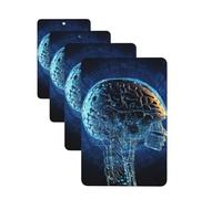Artificial Intelligence Brain 4 Pcs Car Air Freshener Lavender Hanging Scented Cards Automotive Scented Hanging Sheets Rectangle For Car Home Office Closet Bathroom