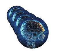 Artificial Intelligence Brain 4 Pcs Car Air Freshener Lavender Hanging Scented Cards Automotive Scented Hanging Sheets Round Shape For Car Home Office Closet Bathroom