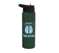 Artificial Intelligence Brain Behind The Bytes AI Enthusiast Stainless Steel Insulated Water Bottle