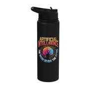 Artificial Intelligence Brain Behind The Bytes AI Enthusiast Stainless Steel Insulated Water Bottle