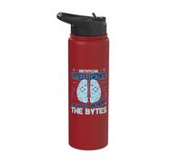 Artificial Intelligence Brain Behind The Bytes AI Enthusiast Stainless Steel Insulated Water Bottle
