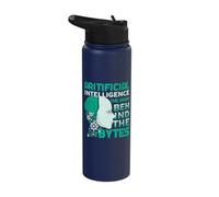 Artificial Intelligence Brain Behind The Bytes AI Enthusiast Stainless Steel Insulated Water Bottle