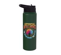 Artificial Intelligence Brain Behind The Bytes AI Enthusiast Stainless Steel Insulated Water Bottle