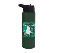 Artificial Intelligence Brain Behind The Bytes AI Enthusiast Stainless Steel Insulated Water Bottle